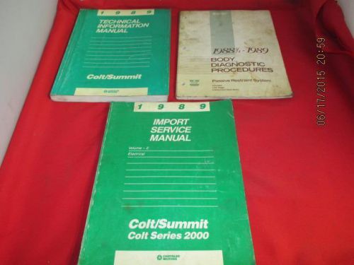 Lot of 3 1989 colt summit manuals technical electrical passive restraint