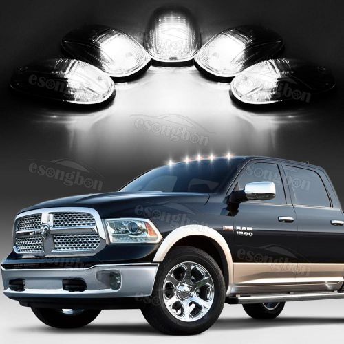 Set/5 cab clearance roof clear lights w/white 9 led assembly for 2003-2016 dodge