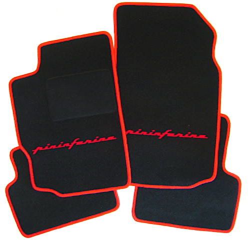 Bl./red script+trim floor mats for peugeot 406 coupe lhd or rhd