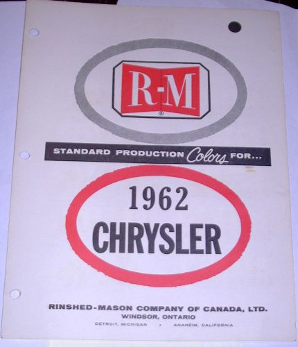 1962 chrysler canada  r&amp;m paint chips with codes 1957-1962 pass &amp; comm