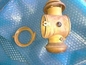 Antique oil side marker lamp lantern - steel &amp; brass - for parts or restoration