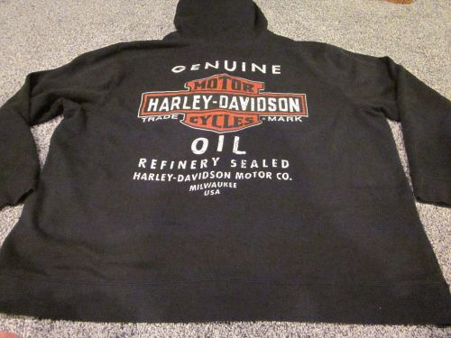 Harley davidson motorcycles black zip front hoodie jacket 3x oil refinery wi