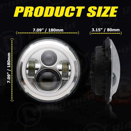 Pair 7" Round LED Halo Headlights Turn Signal For MG MGB 1969-1980 Midget 70-79, US $52.99, image 4