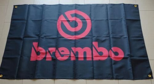 Brembo brake system logo 3x5 ft black flag / banner garage mane cave wall decore