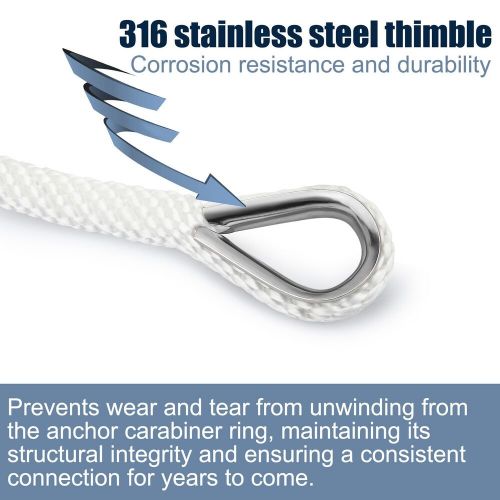 Anchor Rope Braided Anchor Line 3/8Inch 50 FT Premium Solid Braid MFP Boat Rop, US $22.99, image 4