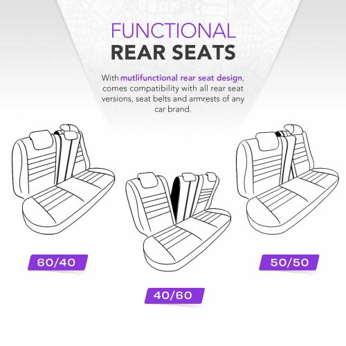 Car Seat Cover Set 5 Headrest OTOM Ruby 1202 Grey Black 3-Zip For Suzuki Toyota, US $300.00, image 5