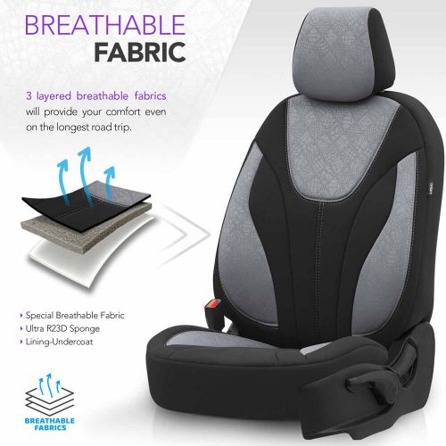 Car Seat Cover Set 5 Headrest OTOM Ruby 1202 Grey Black 3-Zip For Suzuki Toyota, US $300.00, image 15