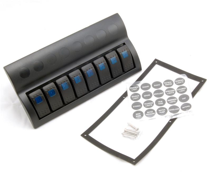 8 gang waterproof marine/boat caravan led switch panel + breaker