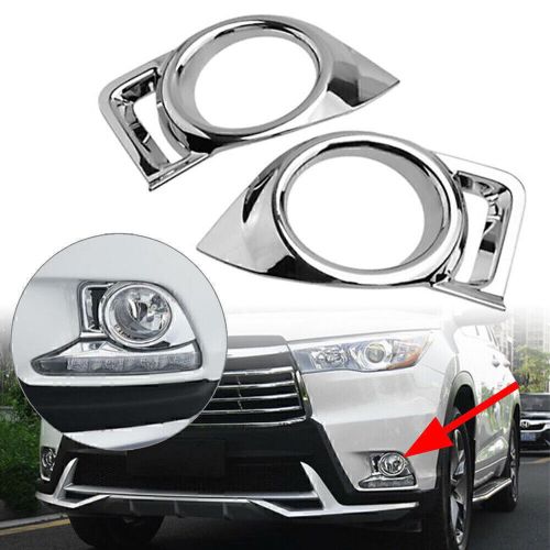 ABS Chrome Front Fog Light Lamp Cover Trim Fit For Toyota Highlander 2014-2016, US $25.59, image 6