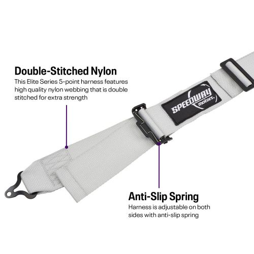 Speedway Elite, 5 Point Seat Belt Harness, Cam Lock, Silver, US $101.99, image 4