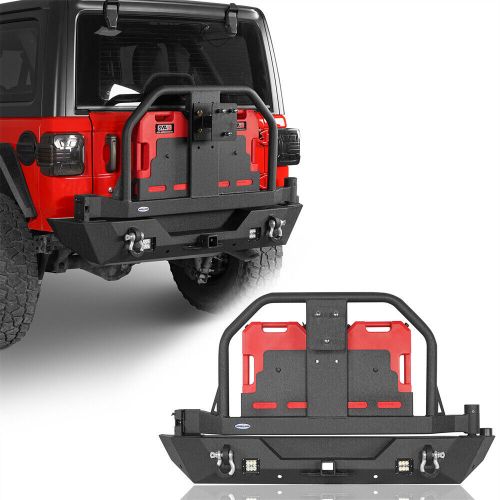 Front rear bumper steel w/jerry can holder,lights for 2018-2024 jeep wrangler jl