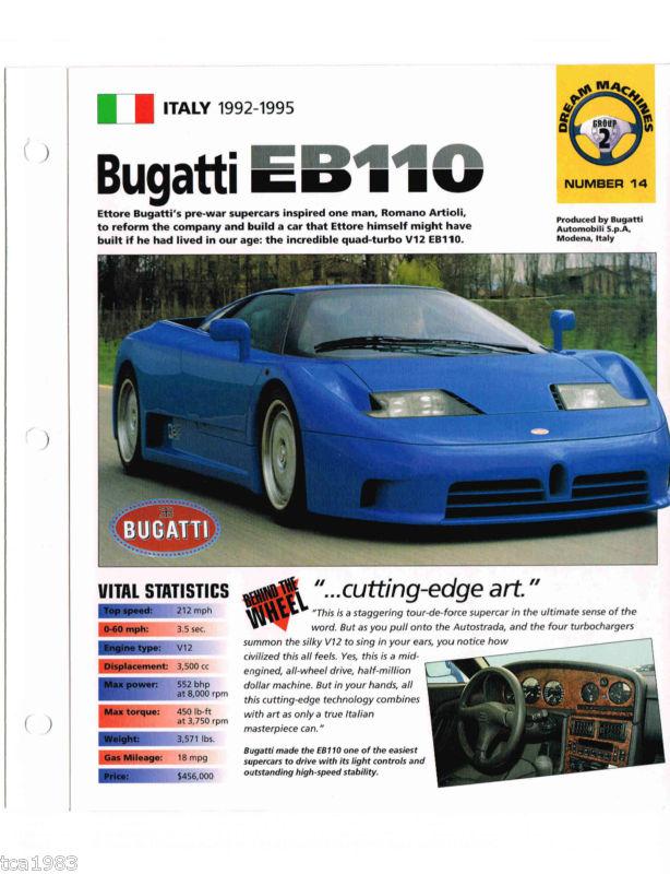 BUGATTI EB110 IMP Brochure, 1992/1993/1994/1995 EB-110, US $8.00, image 3