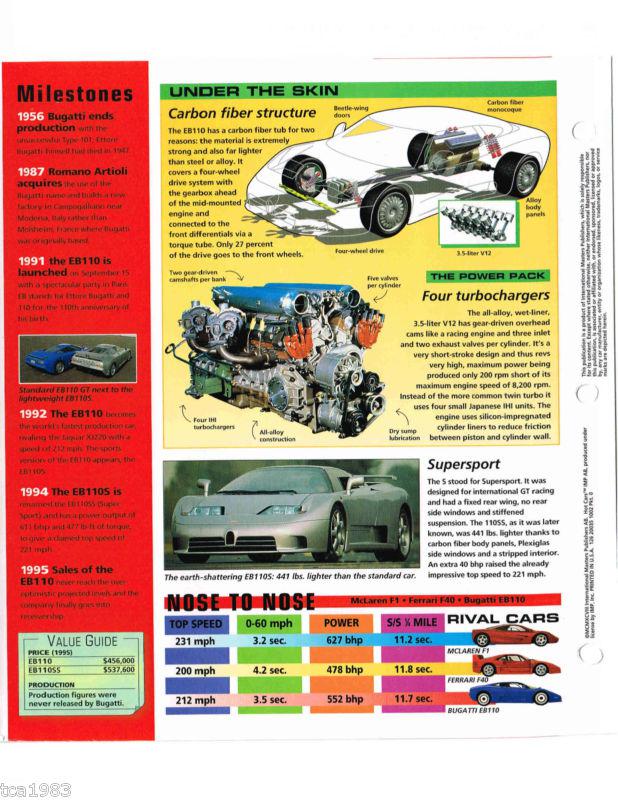 BUGATTI EB110 IMP Brochure, 1992/1993/1994/1995 EB-110, US $8.00, image 4