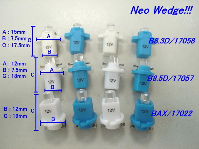 2pcs bax b8.3d b8.5d neo wedge led bulbs(blue/white)