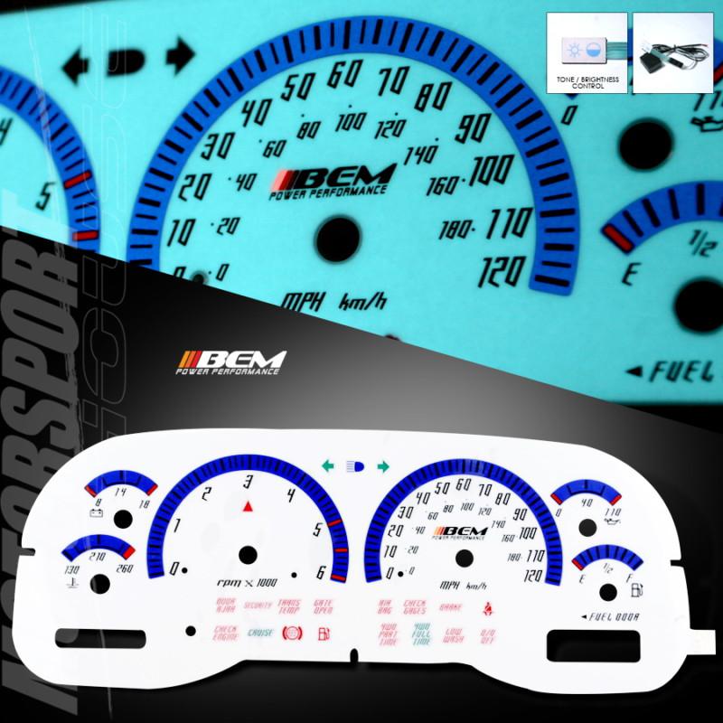 1998-2000 dodge ram el glow gauges cluster face white tachometer wire switch