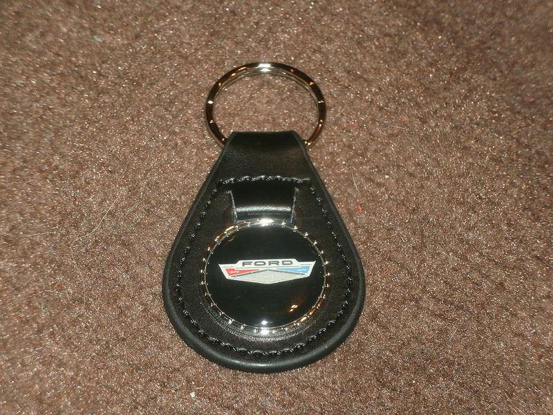 1960's ford galaxie fairlane falcon ford crest logo leather keychain new black
