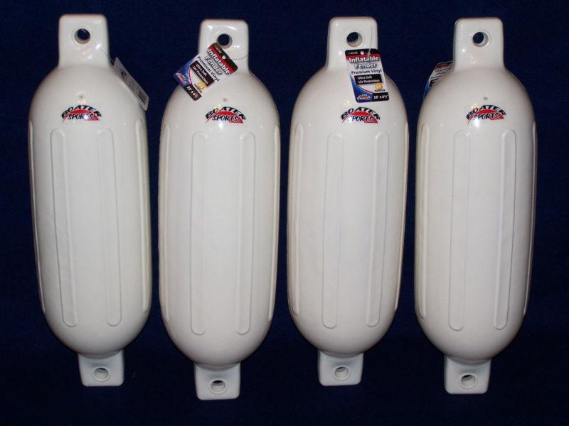 4 boat fenders bumpers 6.5" x 23" vinyl white docking