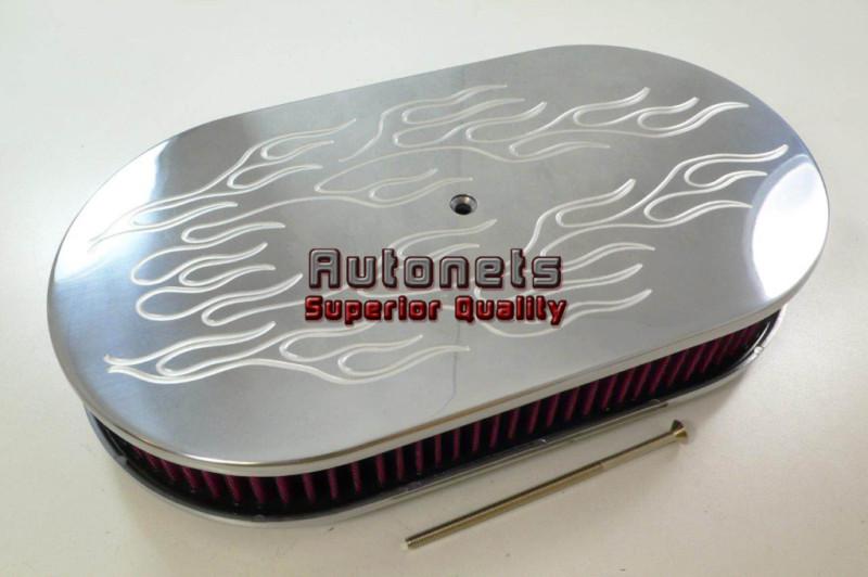 15" flame aluminum washable polished air cleaner street hot rod breather set