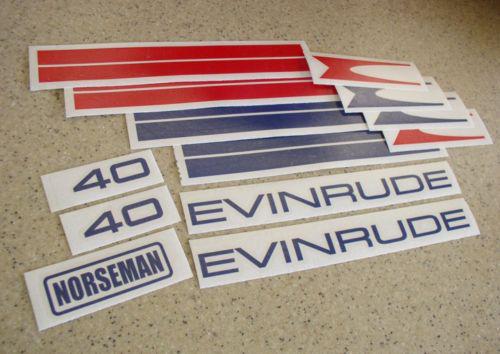 Evinrude 40 20 25 30 motor decal set die-cut free ship + free fish decal!