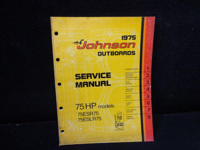 Factory service manual #jm7511 for 1975 johnson 75hp outboard -repair manual