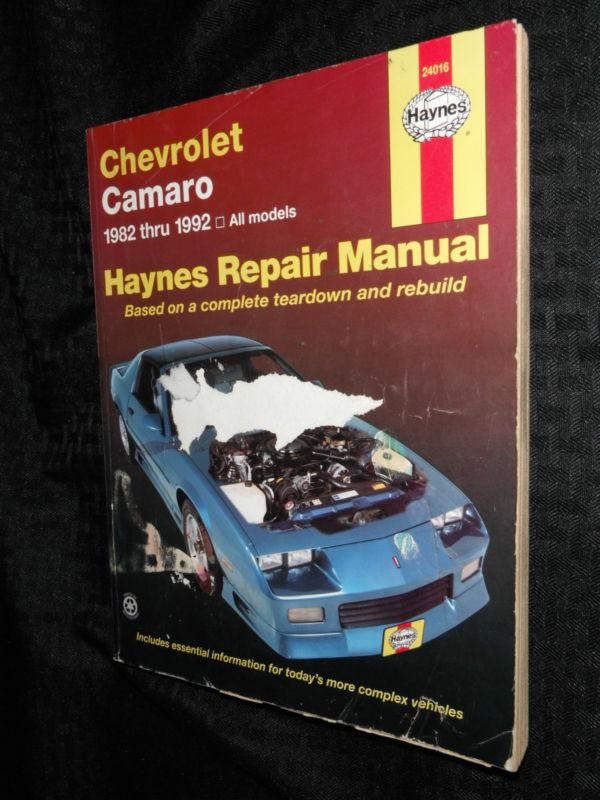 Haynes chevrolet camaro 1982-1992 auto repair manual #24016
