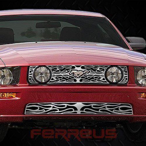 Ford mustang gt 05-09 horizontal flame polished stainless truck grill add-on