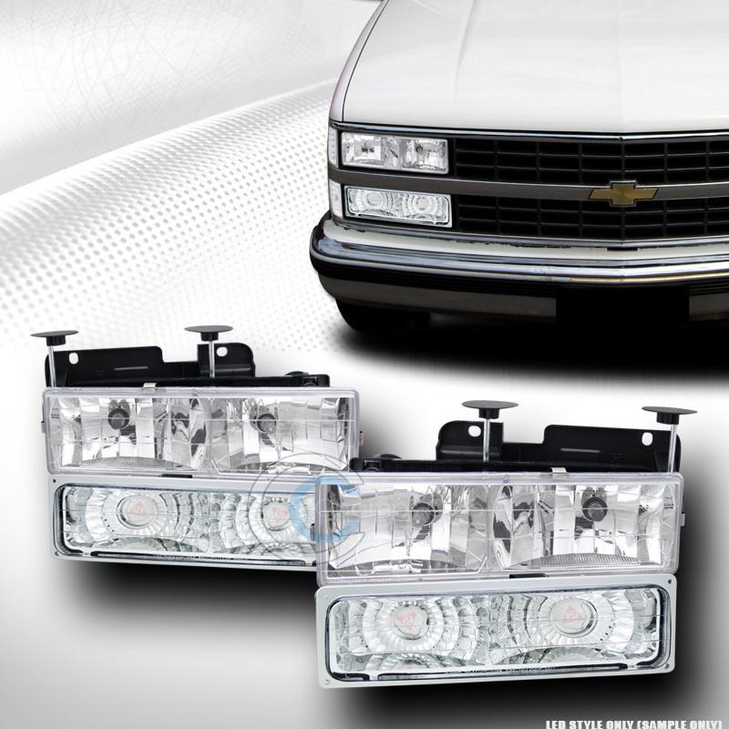 Chrome head lights dy+signal bumper lamps yd 88-98 chevy gmc c10 c/k pickup suv