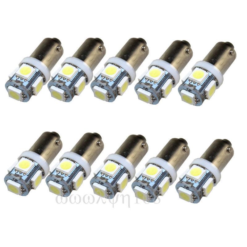 10x ba9s 5-smd 5050 car led indicator lights auto interior lamps 12v bulbs 