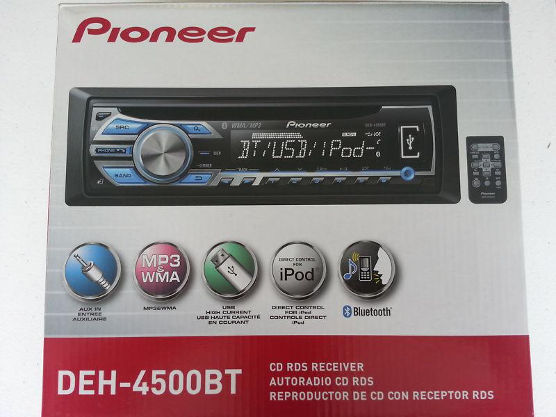 Pioneer deh-4500bt in dash cd mp3 receiver w remote bluetooth ipod pandora usb 