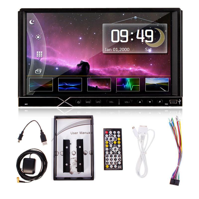 Car stereo 7" double 2 din dvd navi gps usb ipod bt in-dash touch screen map