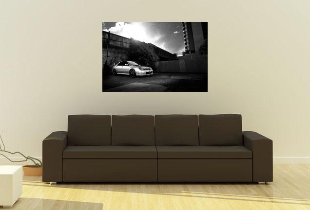 Subaru WRX STi on Black Wheels HD Poster B&W Print multiple sizes available, US $14.99, image 2