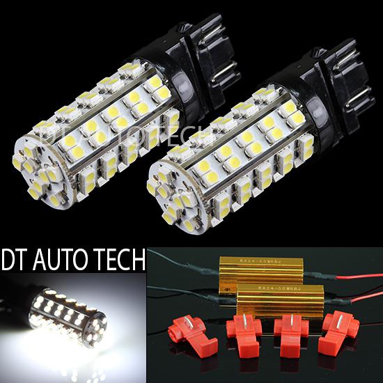 6000k xenon white 3157 smd 68-led car brake blinker signal light bulbs+resistors