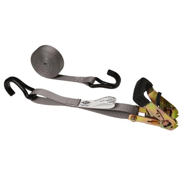 1" x 10' rubber coated ratchet strap w/ vinyl coated wire hooks