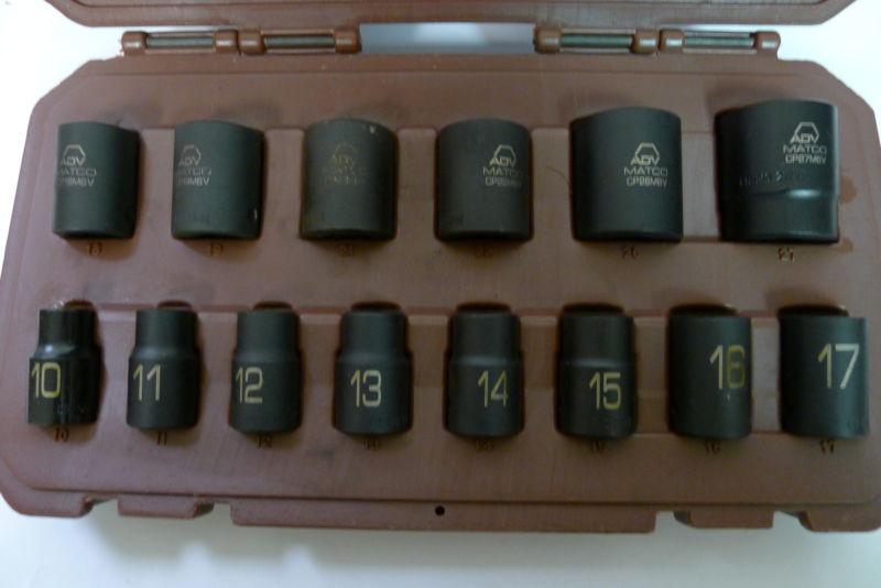 Matco 14 pc scpm146v metric impact socket set 1/2" drive 6 point 10 - 27 mm