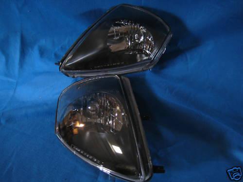 00-02 mitsubishi eclipse black headlight pair driver passenger headlamp set new