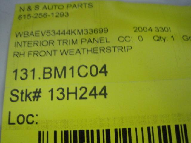 2004 04 OEM FACTORY BMW 330I E46 RIGHT FRONT PASSENGER SIDE WEATHER STRIPPING , US $45.00, image 2