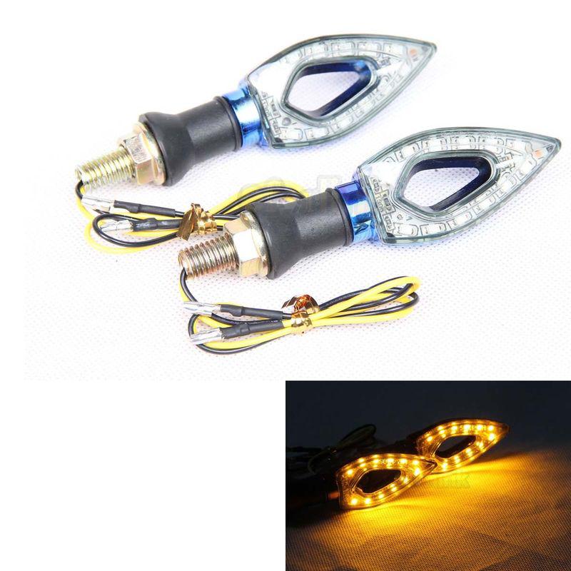 2 led motorcycle turn signal light indicators honda suzuki kawasaki yamaha blue