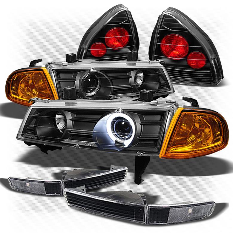 92-96 prelude black pro headlights + amber corner + bumper + altezza tail lights