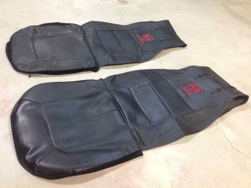 2010 dodge challenger mopar easy-on black vinyl seat covers embroidered half off