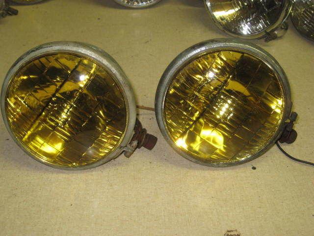 Pair vintage fog king teleoptic 6v light lamp copper brass old car truck custom