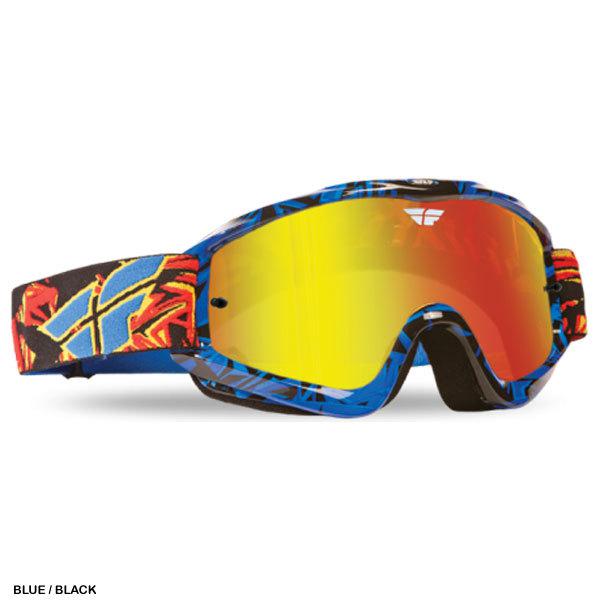 2014 fly racing zone pro goggles blue/black with fire chrome lens *free shipping