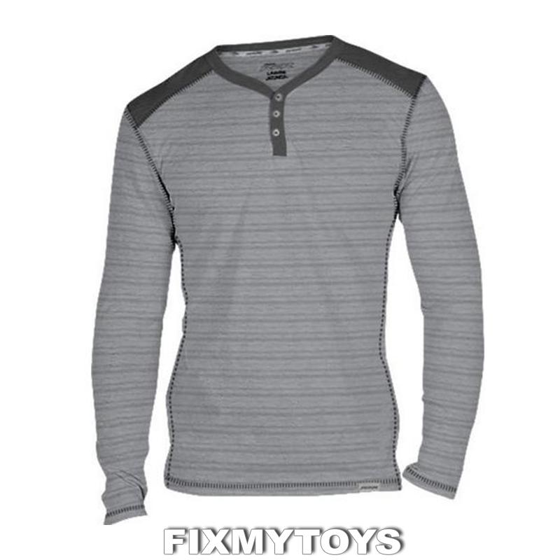 Oem polaris light grey striped long sleeve rzr henley sweatshirt sizes s-3xl