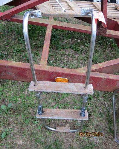 Teak stainless steel aluminum chrome 3 step folding boat ladder