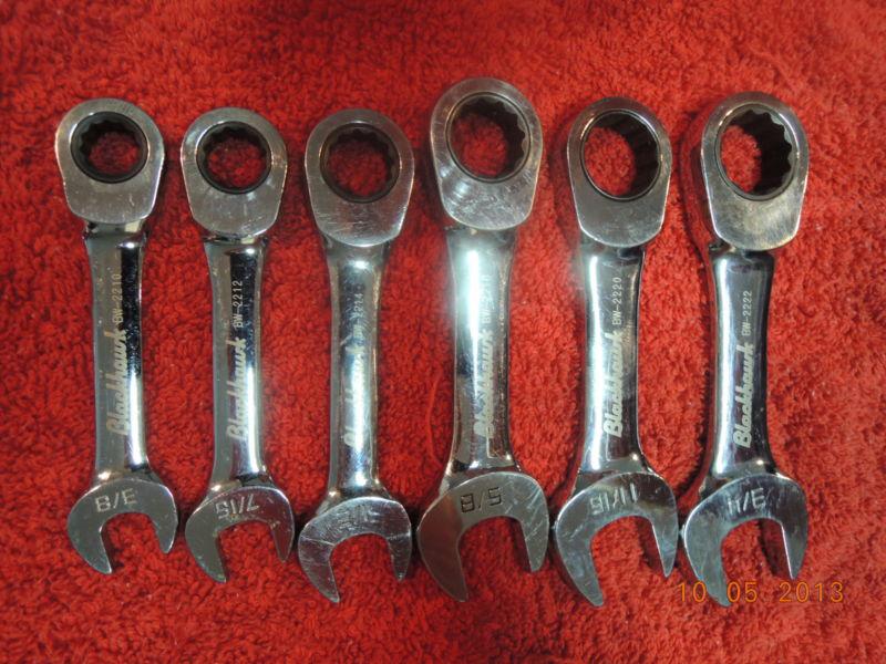 Blackhawk stubby standard 3/8 -3/4 ratcheting combination wrench set