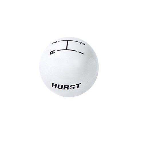 Hurst 3 speed logo imprinted shift knob white 3/8"-16 for chrome stick shifters