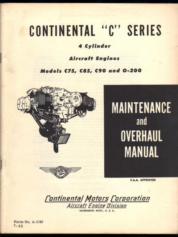 1963 continental aviation engine manual operation maintenance overhaul parts