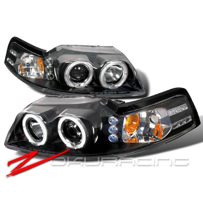 Buy 9904 FORD MUSTANG LED HALO PROJECTOR HEADLIGHTS BLACK in Los