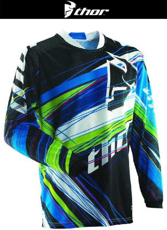 Thor phase vented wired blue black green dirt bike jersey motocross mx atv 2014