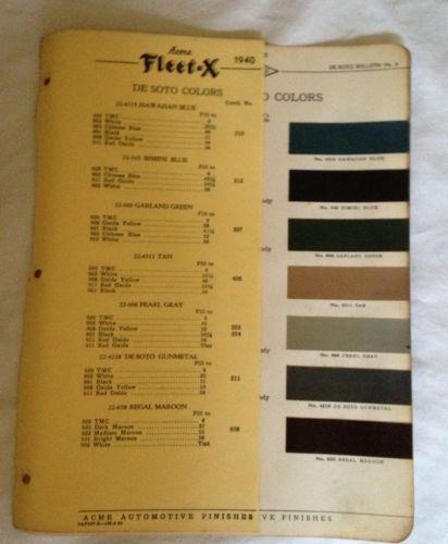 1940 desoto~paint chip~automotive~acme paints~color chart~chrysler~original!