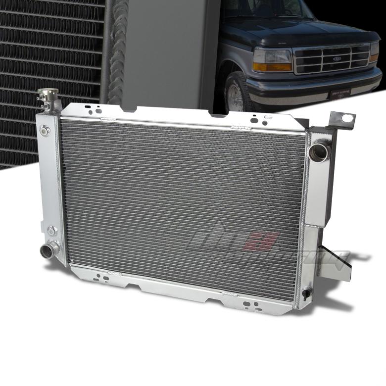 85-96 ford f150/f250/bronco 5.0l v8 3-row tri core full aluminum racing radiator